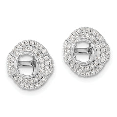 14k White Gold 1/2 carat Lab Grown Diamond VS/SI+ G+ with 4.5 mm Round Earring Jacket