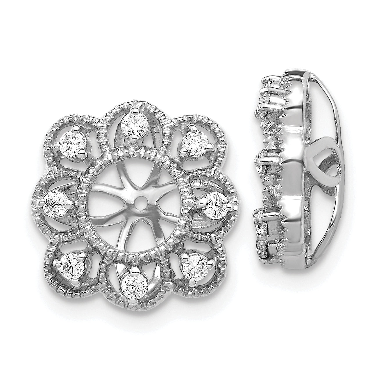 14k White Gold 1/4 carat Lab Grown Diamond VS/SI+ G+ with 4.4 mm Earring Jacket Main image