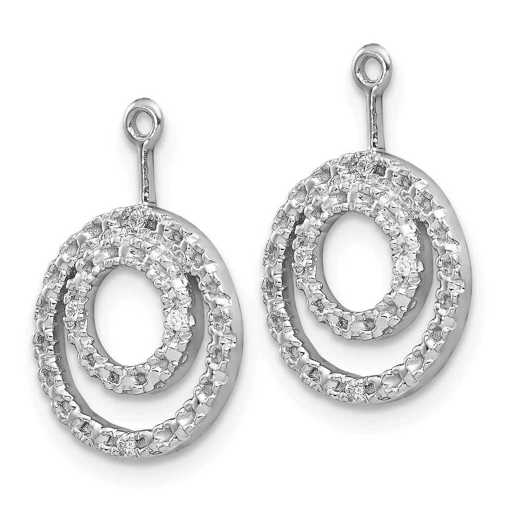 10k White Gold Double Circle Diamond Earring Jackets