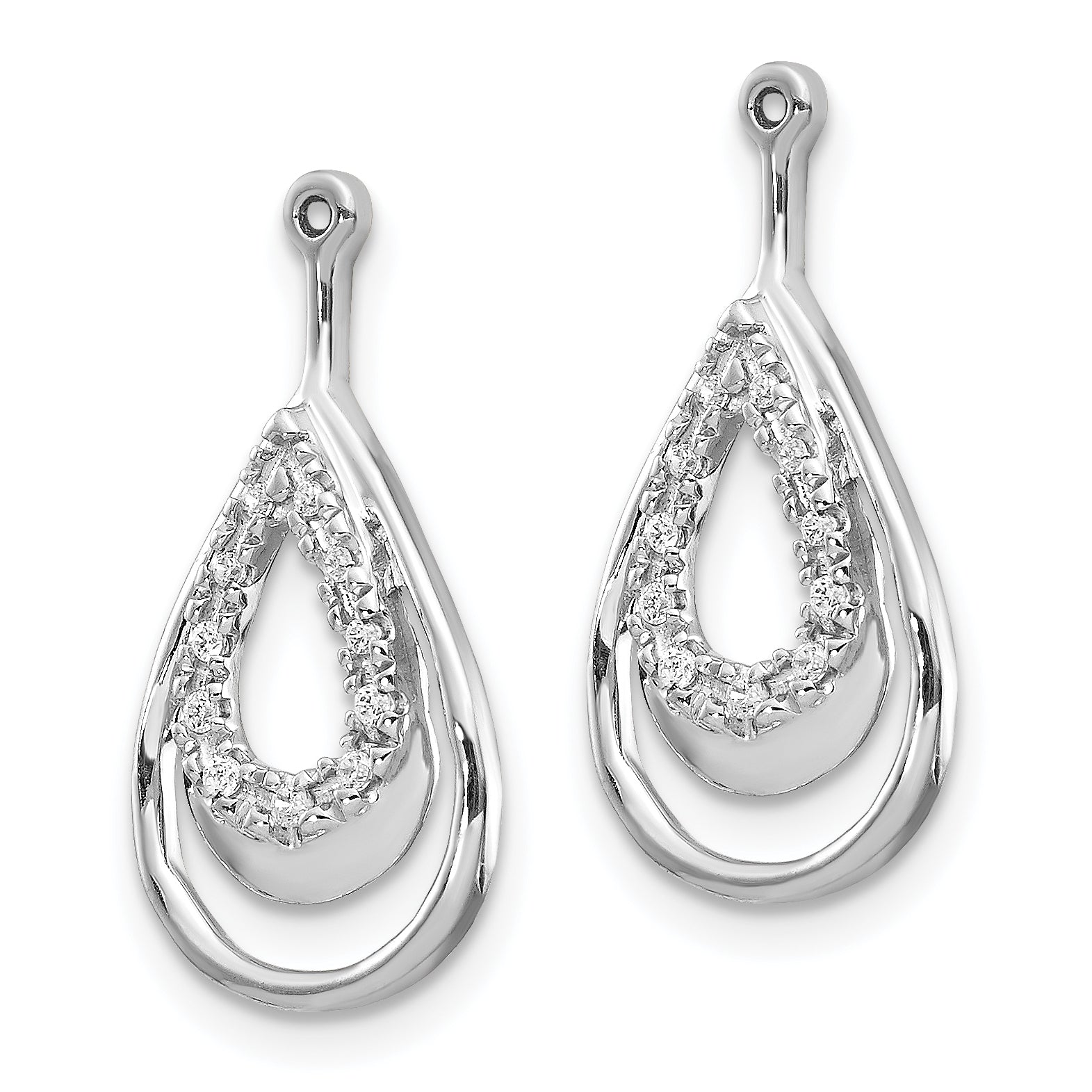 14k White Gold 1/15 carat Lab Grown Diamond VS/SI+ G+ Teardrop Earring Jackets Secondary image
