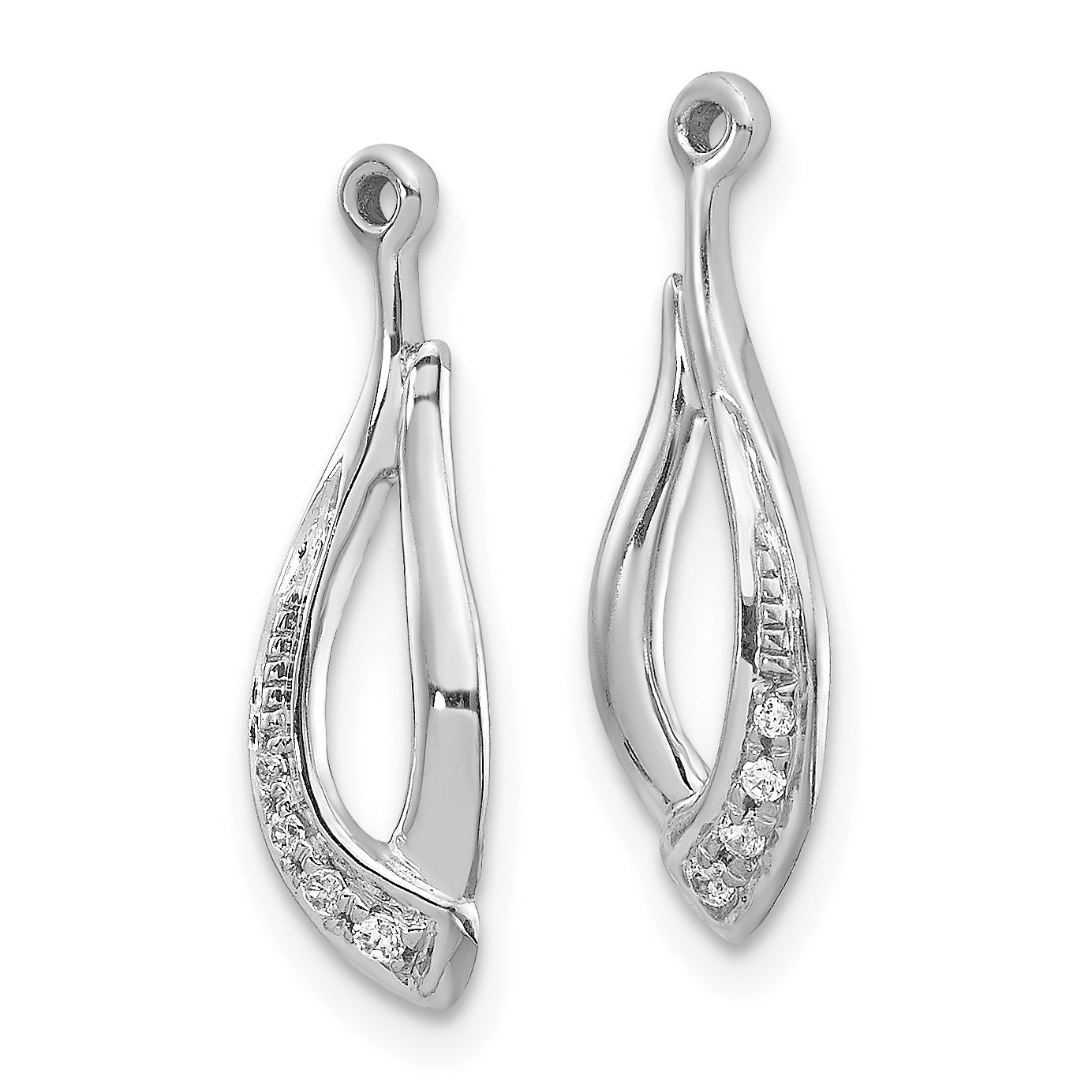 10k White Gold Twisted Teardrop Diamond Earring Jackets Secondary image