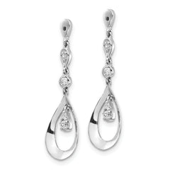 10k White Gold Teardrop Dangle Diamond Earring Jackets