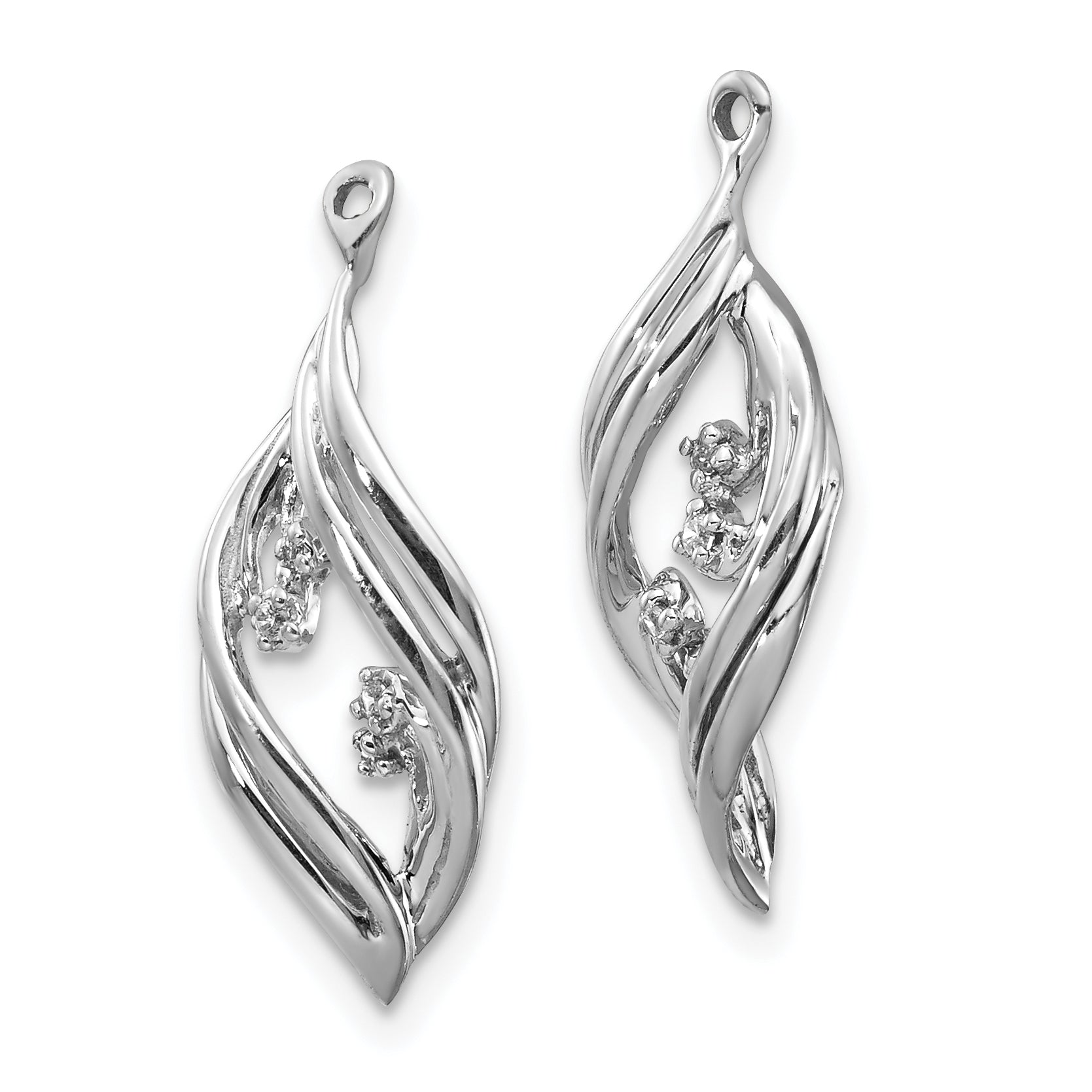 14k White Gold .03 carat Lab Grown Diamond VS/SI+ G+ Twisted Earring Jackets
