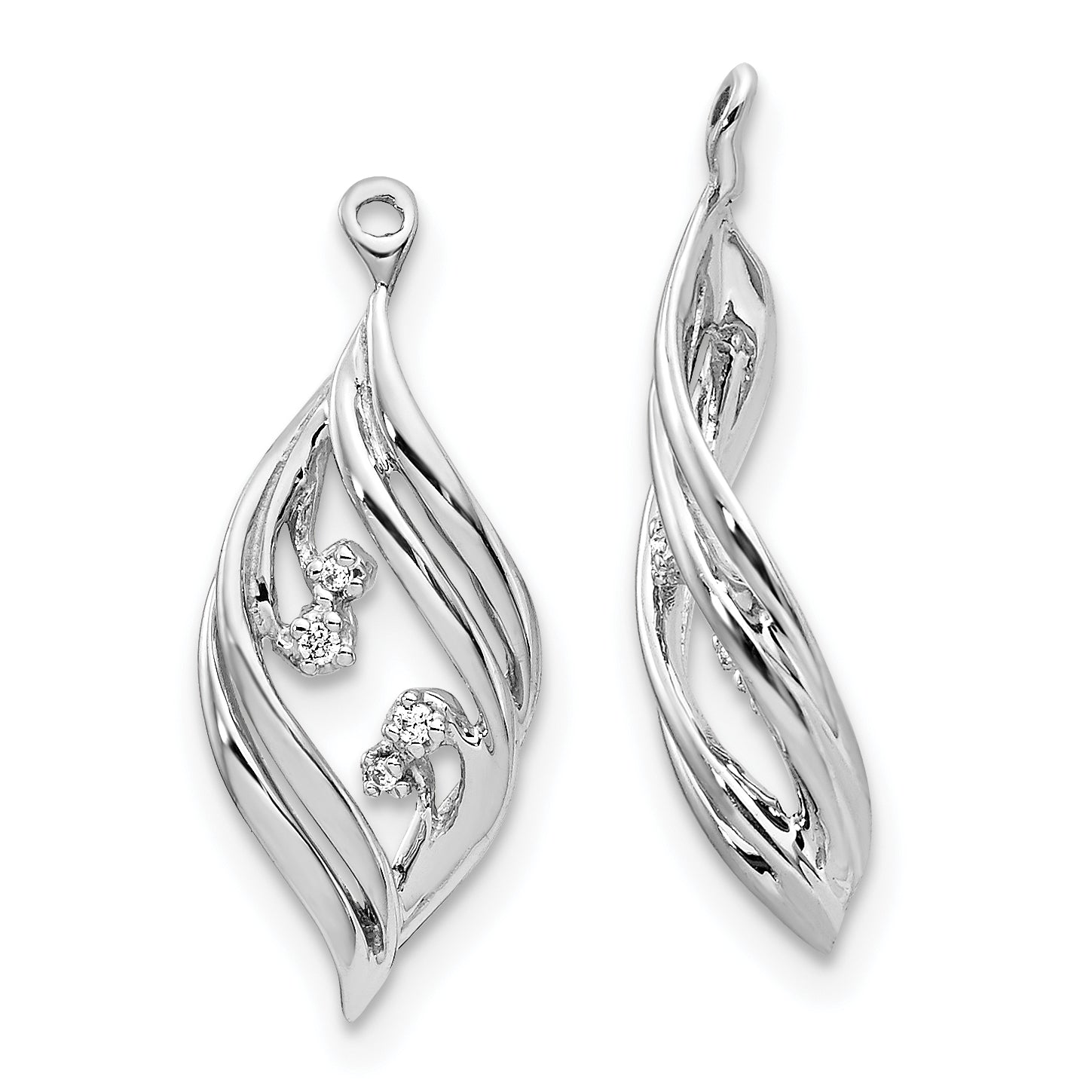 14k White Gold .03 carat Lab Grown Diamond VS/SI+ G+ Twisted Earring Jackets