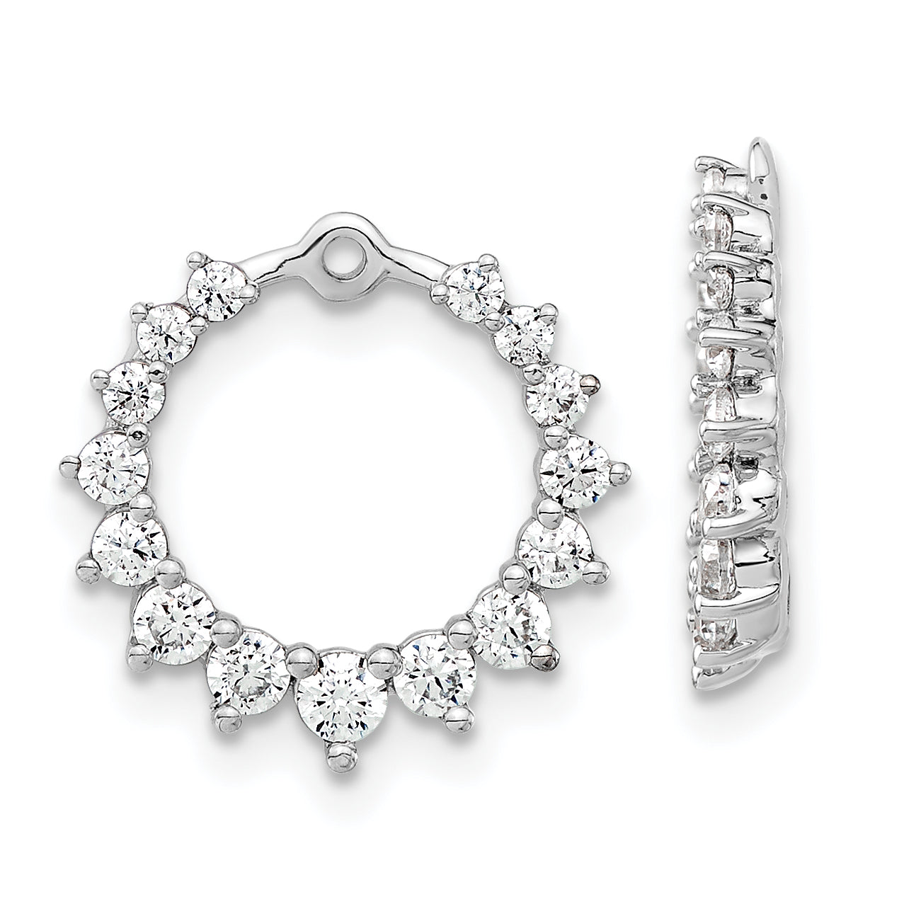 14k White Gold 1 1/2 carat Lab Grown Diamond VS/SI+ G+ Circle Earring Jackets