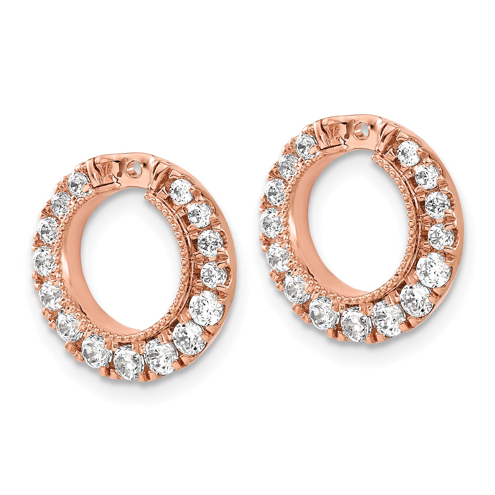 14k Rose Gold 1 1/2 carat Lab Grown Diamond VS/SI+ G+ Circle Earring Jackets Secondary image