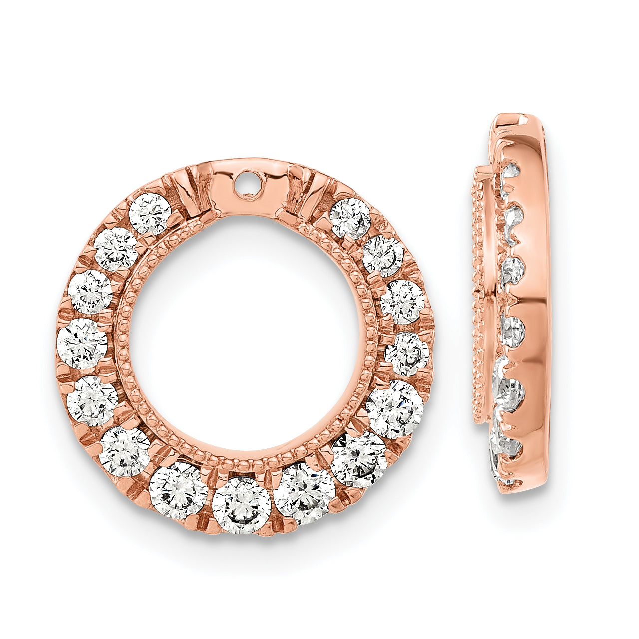 14k Rose Gold 1 1/2 carat Lab Grown Diamond VS/SI+ G+ Circle Earring Jackets Main image
