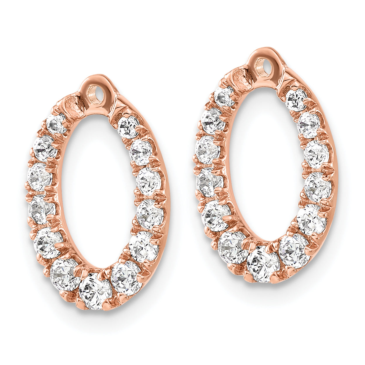 14k Rose Gold 1 1/3 carat Lab Grown Diamond VS/SI+ G+ Oval Earring Jackets Secondary image