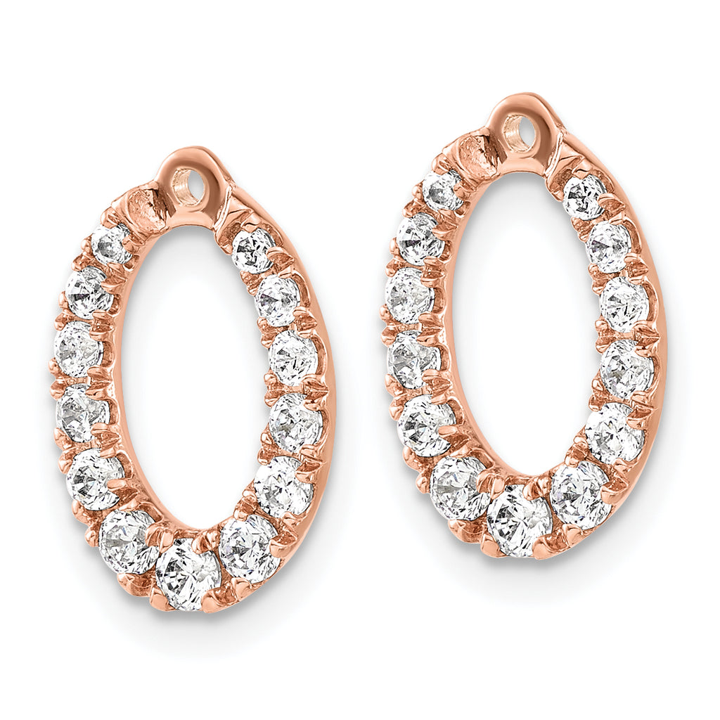 14k Rose Gold 1 1/3 carat Lab Grown Diamond VS/SI+ G+ Oval Earring Jackets