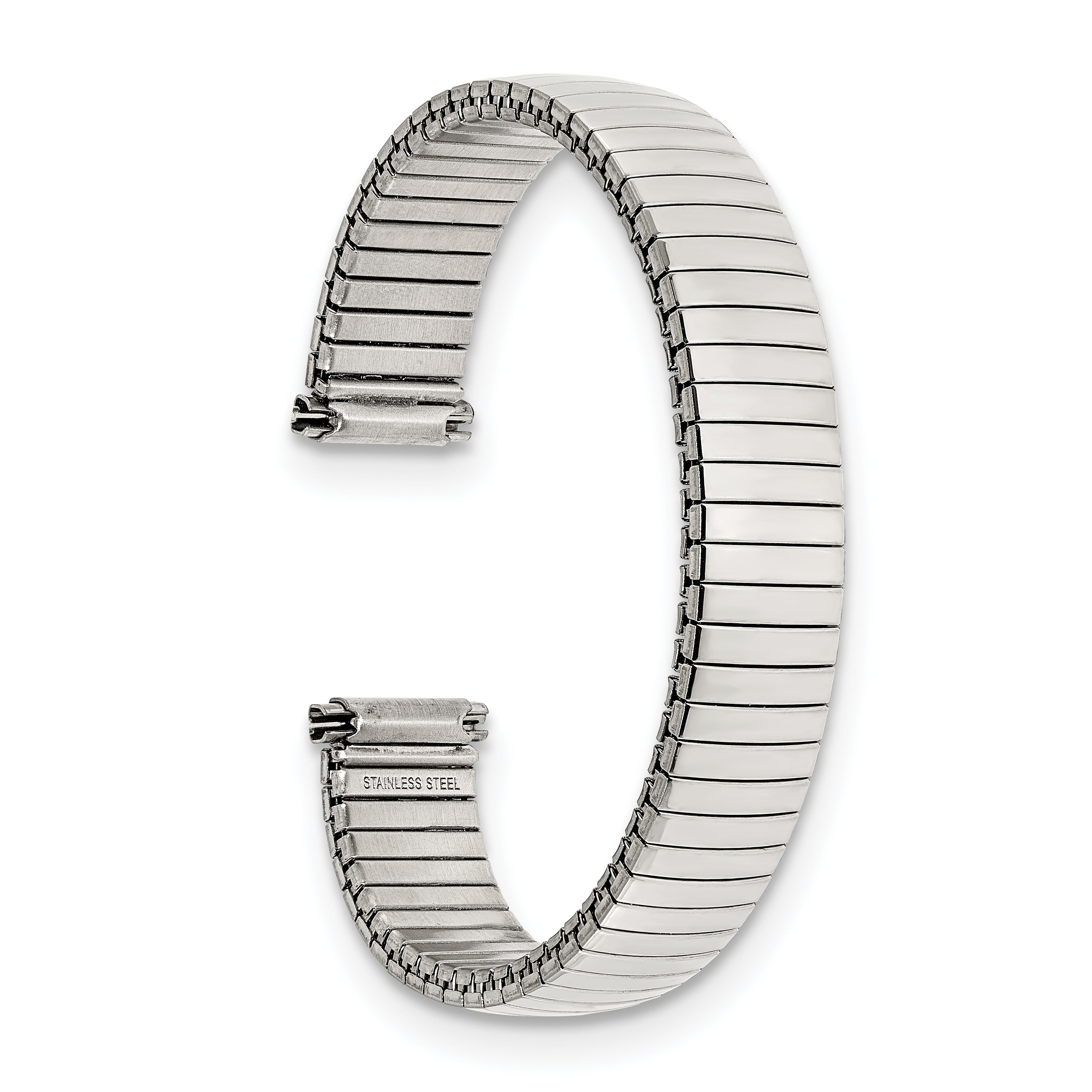 DeBeer 10-13mm Ladies Polished Silver-tone Thin-Flexo Link 5.75 inch Watch Band