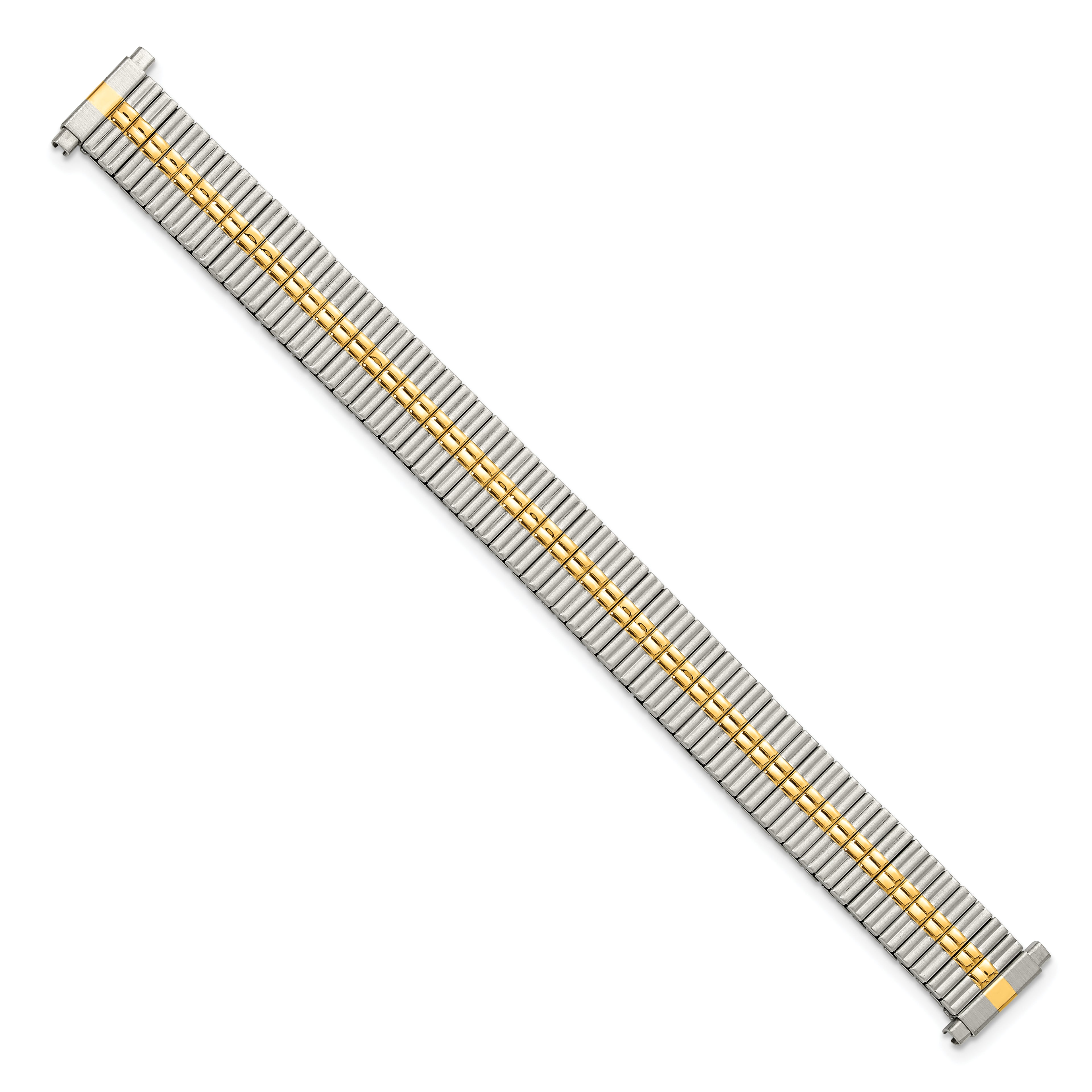 12-16mm Ladies Satin and Polished Two-tone Thin-Flexo Link 5.75 inch Watch Band