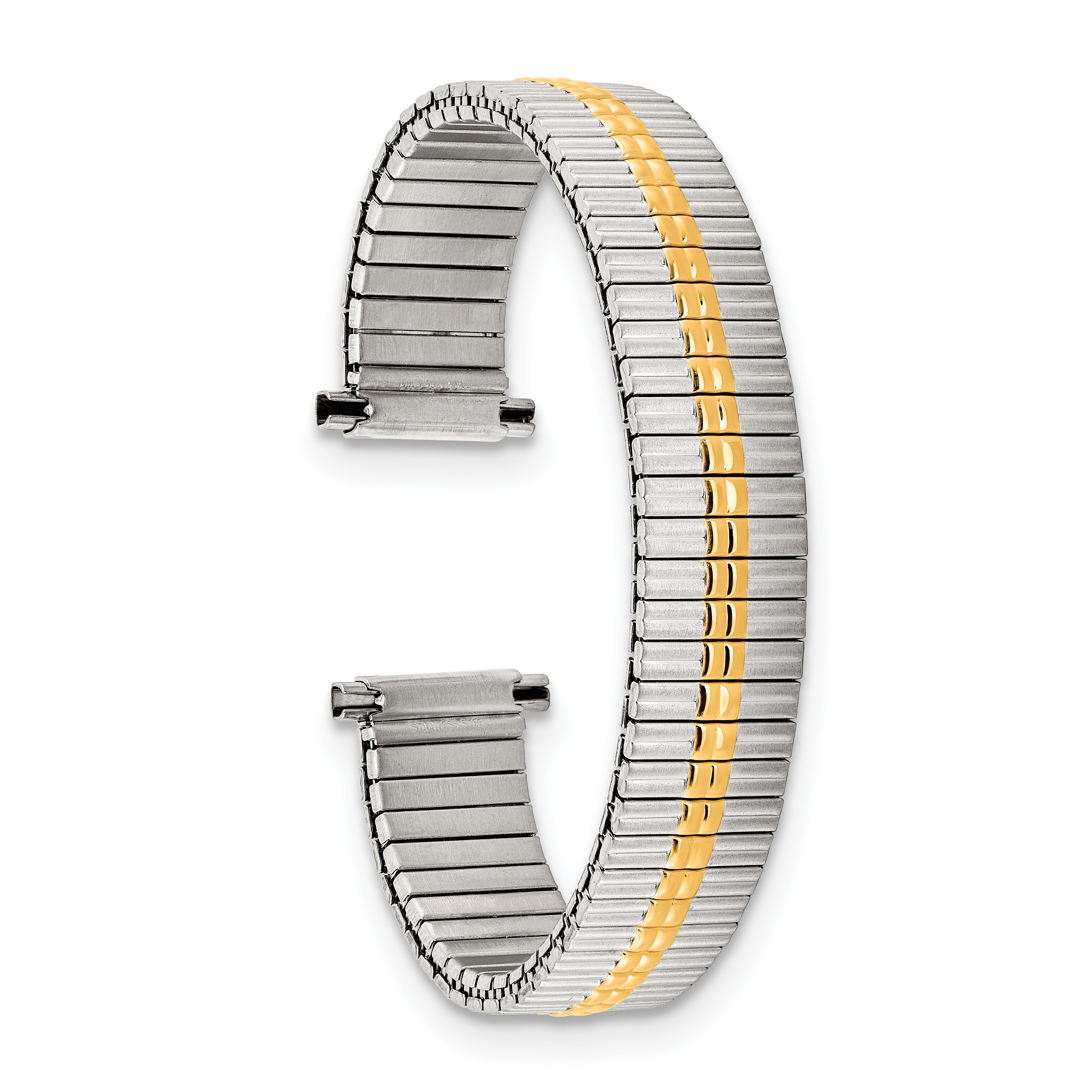 12-16mm Ladies Satin and Polished Two-tone Thin-Flexo Link 5.75 inch Watch Band