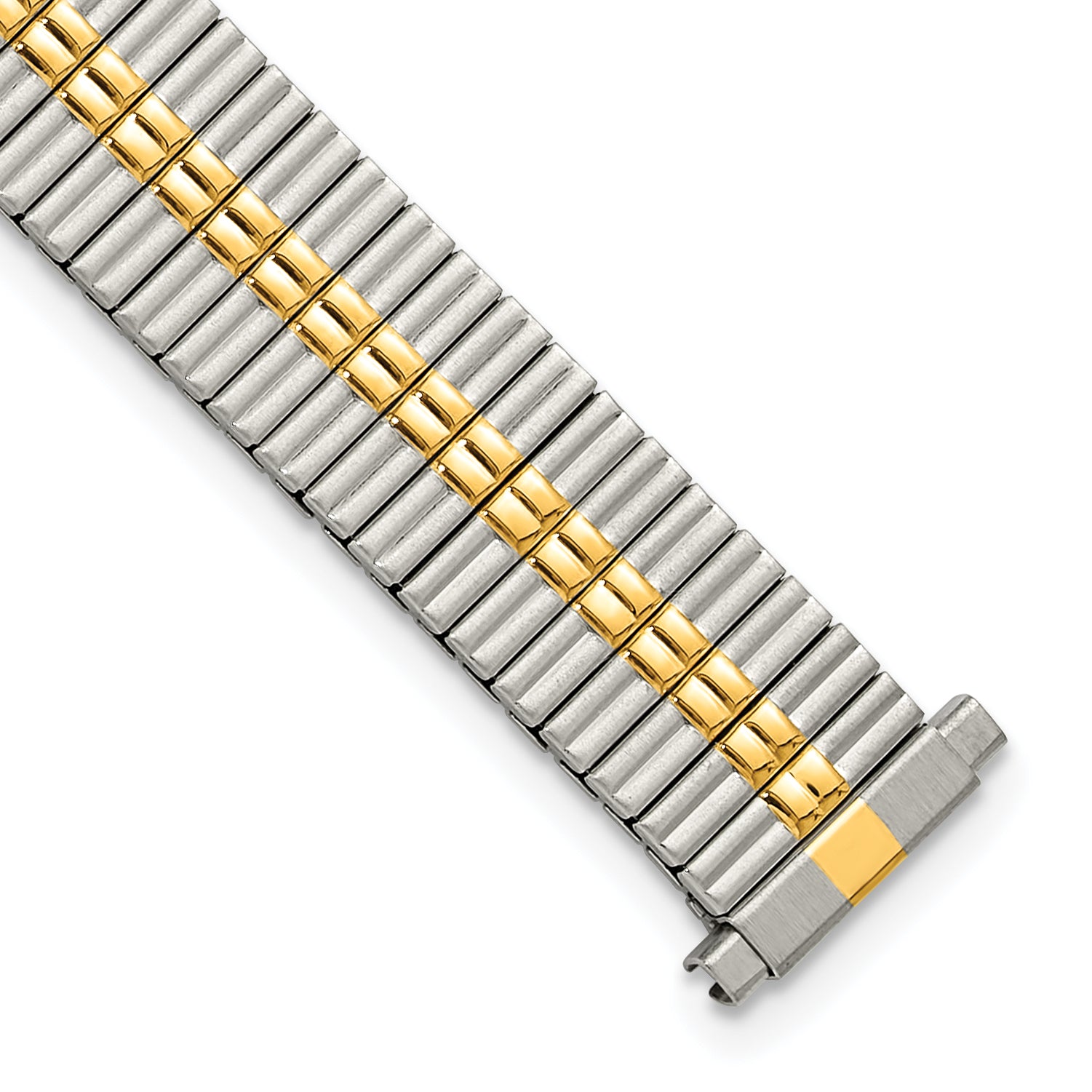 12-16mm Ladies Satin and Polished Two-tone Thin-Flexo Link 5.75 inch Watch Band Main image