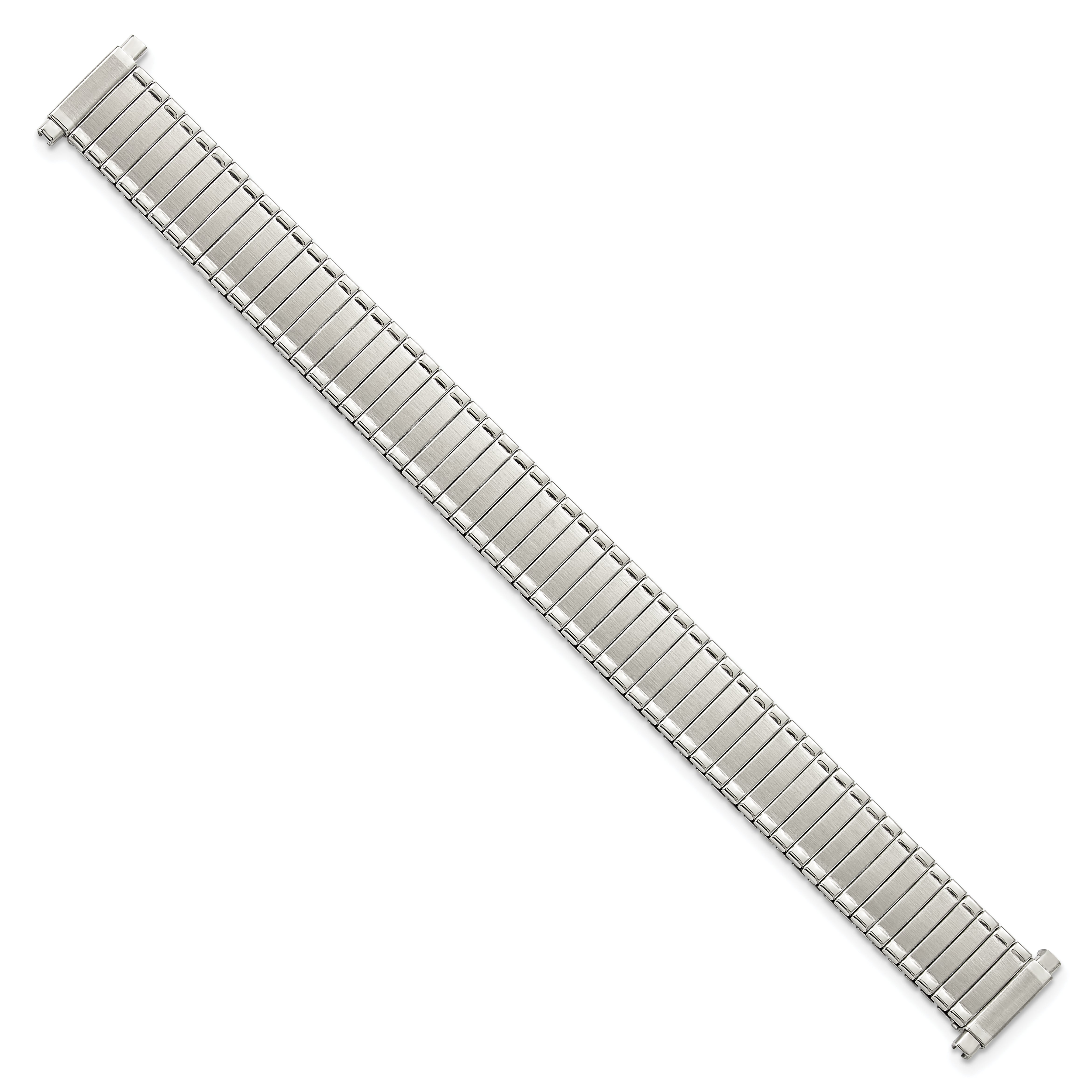 DeBeer 12-16mm Ladies Satin and Polished Silver-tone Thin-Flexo Link 6 inch Watch Band