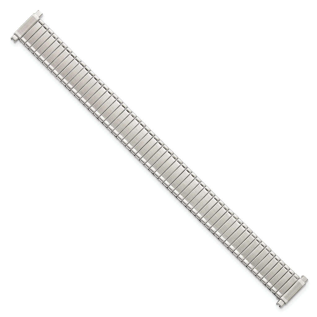 12-16mm Ladies Satin and Polished Silver-tone Thin-Flexo Link 6 inch Watch Band
