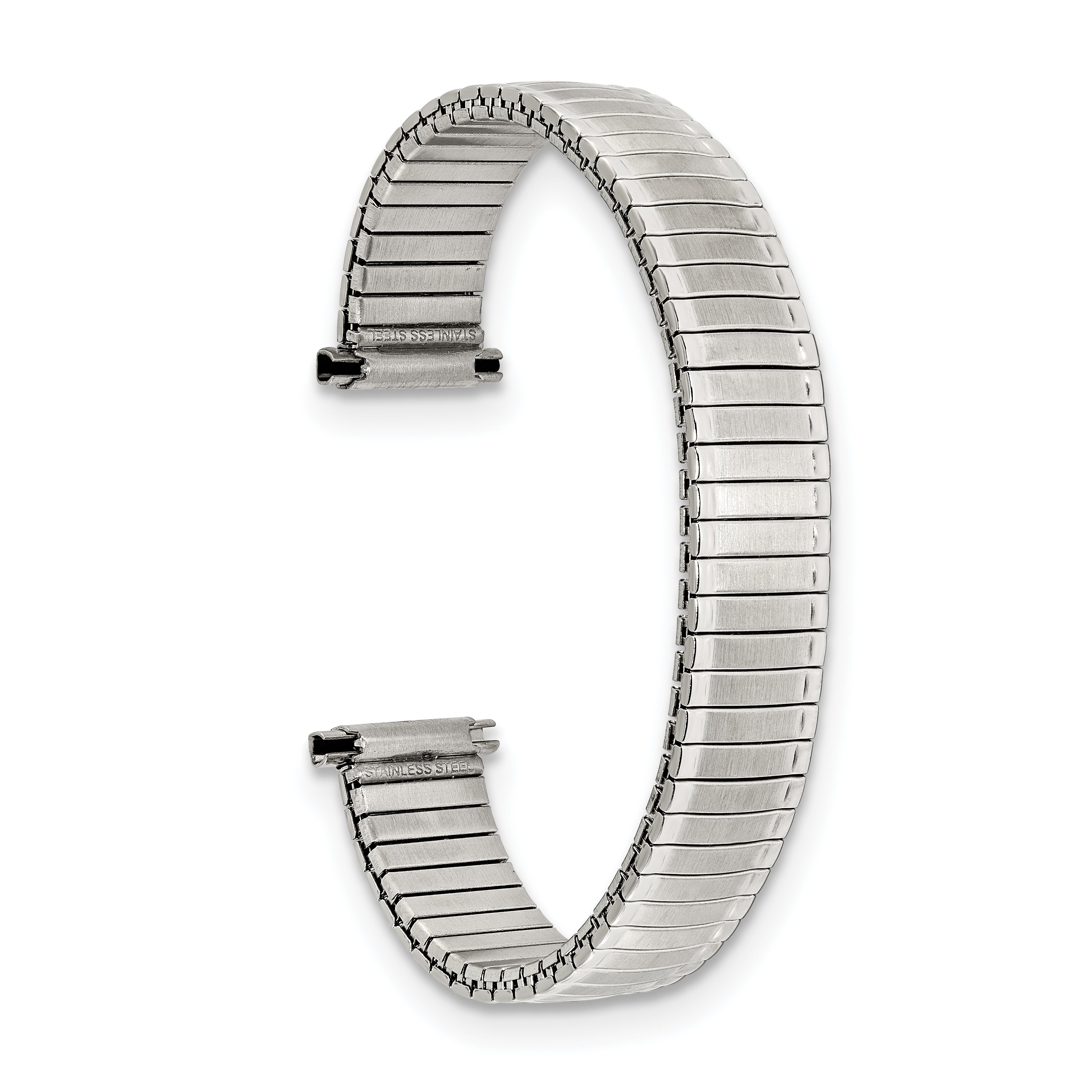 DeBeer 12-16mm Ladies Satin and Polished Silver-tone Thin-Flexo Link 6 inch Watch Band