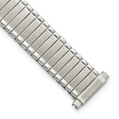 DeBeer 12-16mm Ladies Satin and Polished Silver-tone Thin-Flexo Link 6 inch Watch Band
