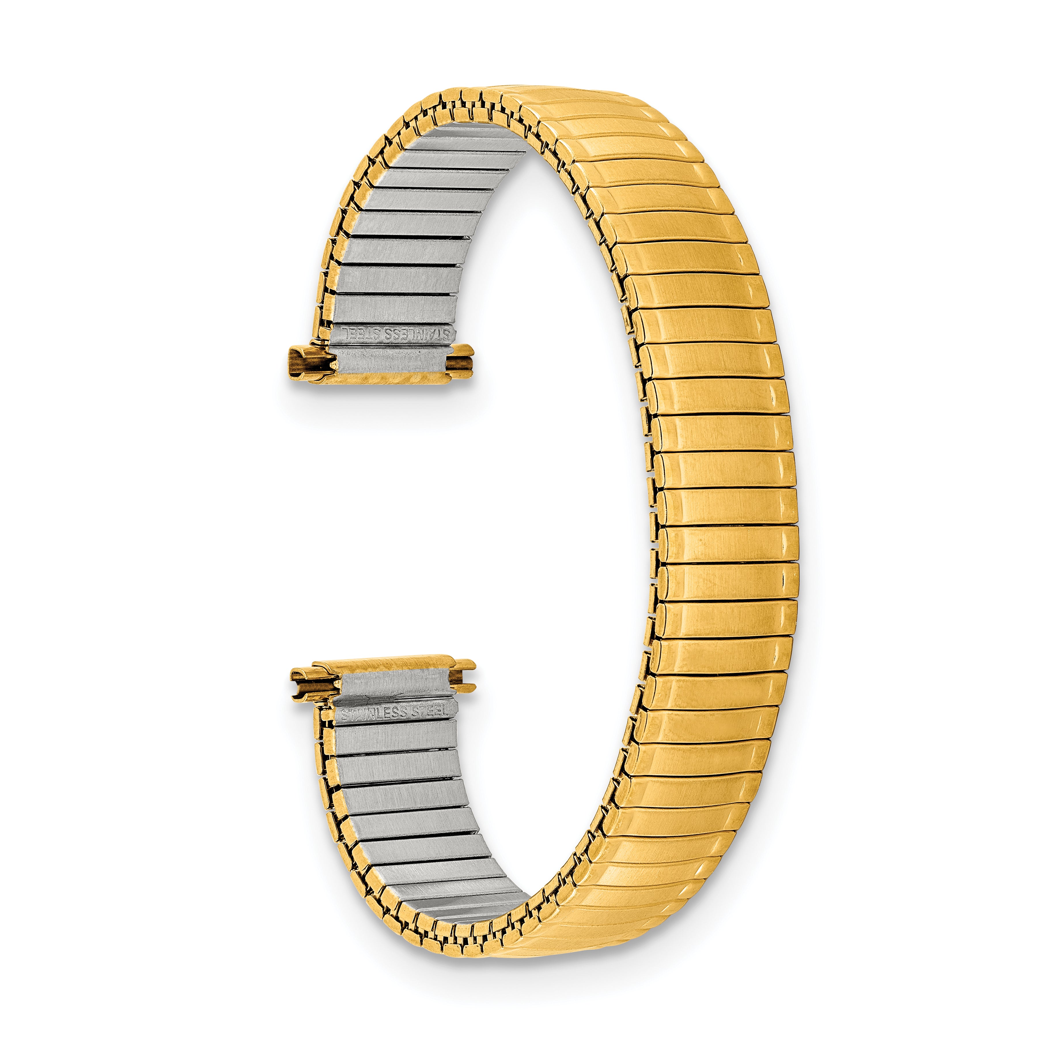 12-16mm Ladies Satin and Polished Gold-tone Thin-Flexo Link 6 inch Watch Band