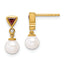 14K Polished Diamond and Ruby Pearl Dangle Post Earrings