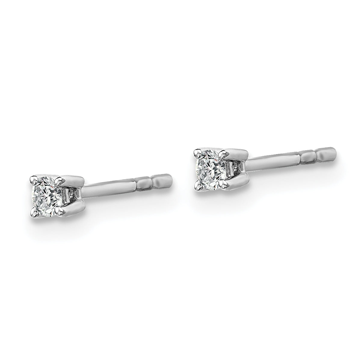 18k White Gold 1/10 carat Lab Grown Diamond VS+ F+ Round Complete Four Prong Stud Earrings