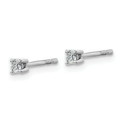 18k White Gold 1/10 carat Lab Grown Diamond VS+ F+ Round Complete Four Prong Stud Earrings