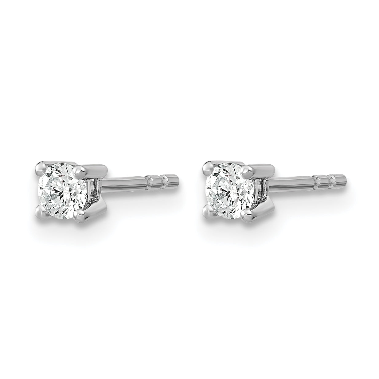 14k White Gold 1/10 carat Lab Grown Diamond VS+ F+ Round Complete Four Prong Stud Earrings Secondary image