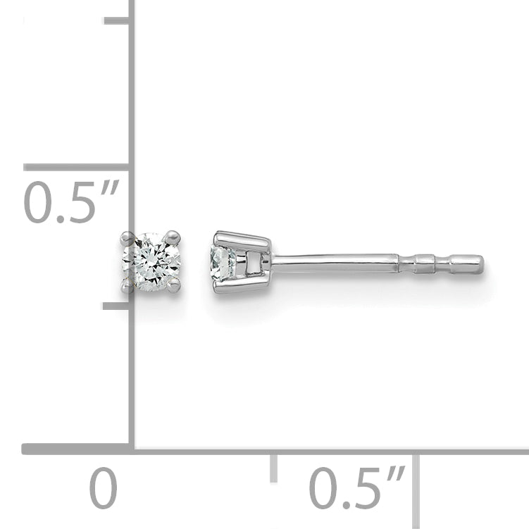 14k White Gold 1/10 carat Lab Grown Diamond VS+ F+ Round Complete Four Prong Stud Earrings