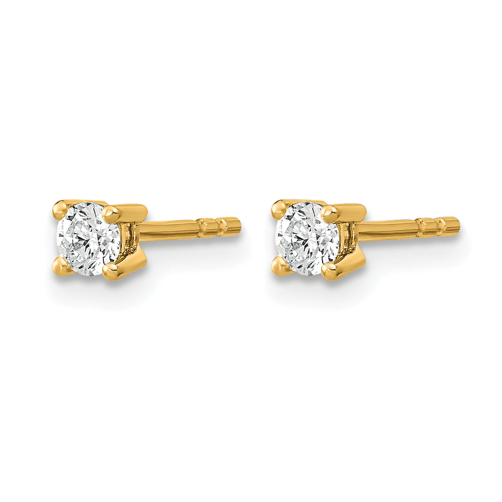 14K Yellow Gold 1/10 ct Lab-Created Diamond VS/SI+ G+, 4-Prong Stud Earrings