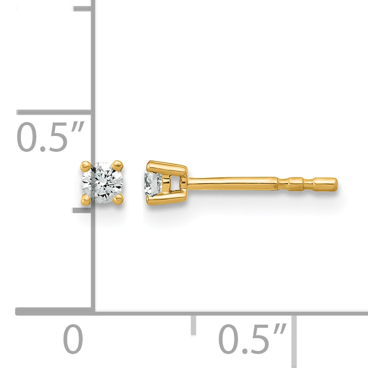 14K Yellow Gold 1/10 ct Lab-Created Diamond VS/SI+ G+, 4-Prong Stud Earrings