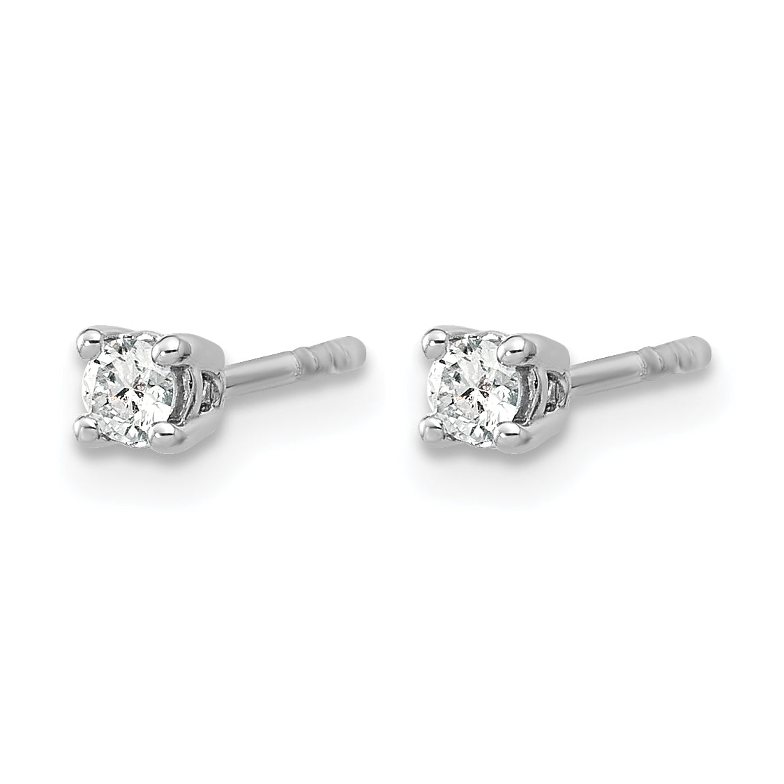 14k White Gold 1/6 carat Lab Grown Diamond VS+ F+ Round Complete Four Prong Heavyweight Stud Earrings Secondary image