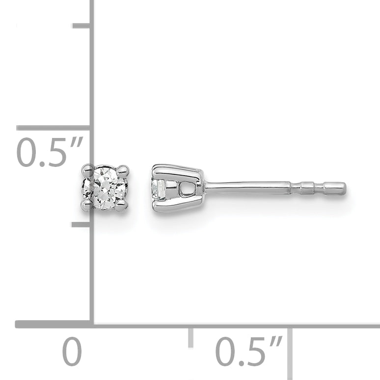 14k White Gold 1/6 carat Lab Grown Diamond VS+ F+ Round Complete Four Prong Heavyweight Stud Earrings