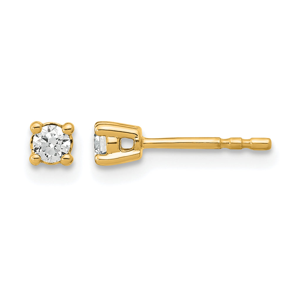 14K Yellow Gold 1/6 ct Lab-Created Diamond VS/SI+ G+, 4-Prong Stud Earrings