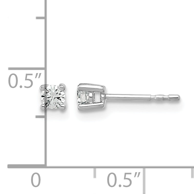 14k White Gold 1/5 carat Lab Grown Diamond VS/SI+ G+ Round Complete Four Prong Heavyweight Stud Earrings