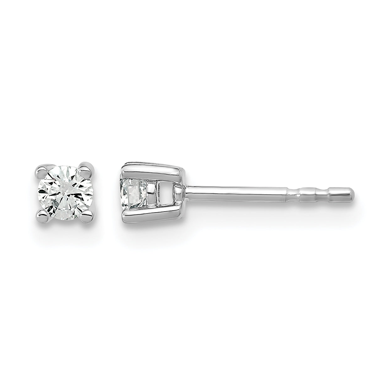 14k White Gold 1/5 carat Lab Grown Diamond VS/SI+ G+ Round Complete Four Prong Heavyweight Stud Earrings Main image