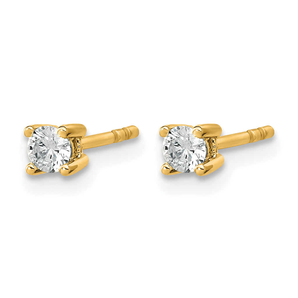 14K Yellow Gold 1/5 ct Lab-Created Diamond VS+ F+, 4-Prong Stud Earrings