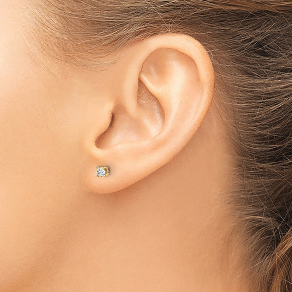 14K Yellow Gold 1/5 ct Certified Lab-Created Diamond VS/SI+ G+, 4-Prong Stud Earrings
