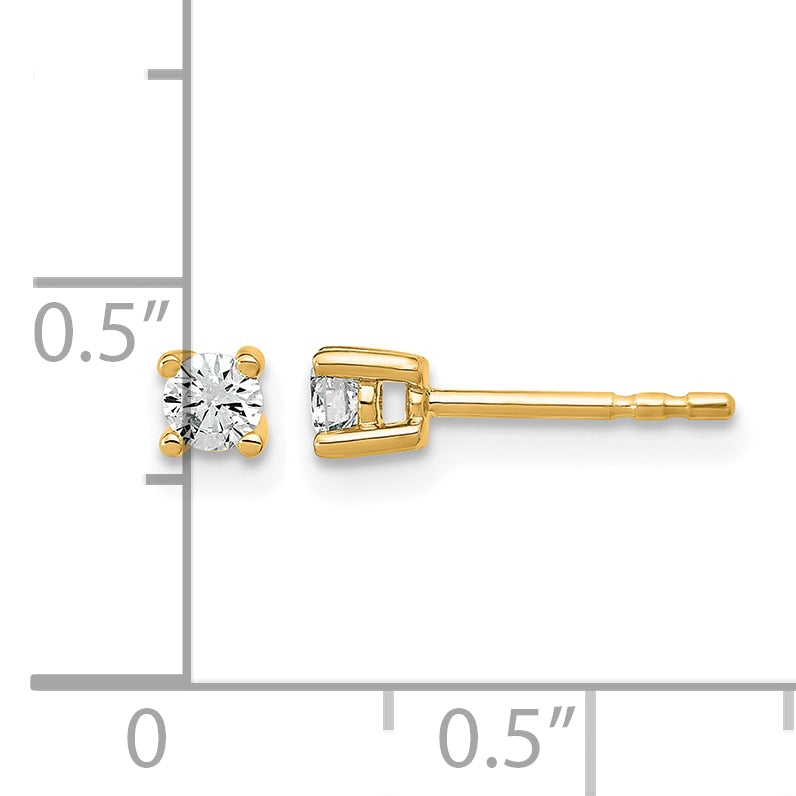 14K Yellow Gold 1/5 ct Lab-Created Diamond VS+ F+, 4-Prong Stud Earrings