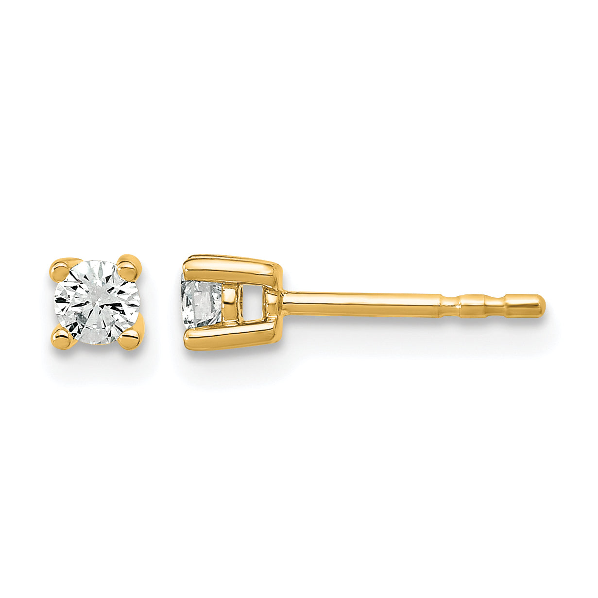 14K Yellow Gold 1/5 ct Lab-Created Diamond VS+ F+, 4-Prong Stud Earrings