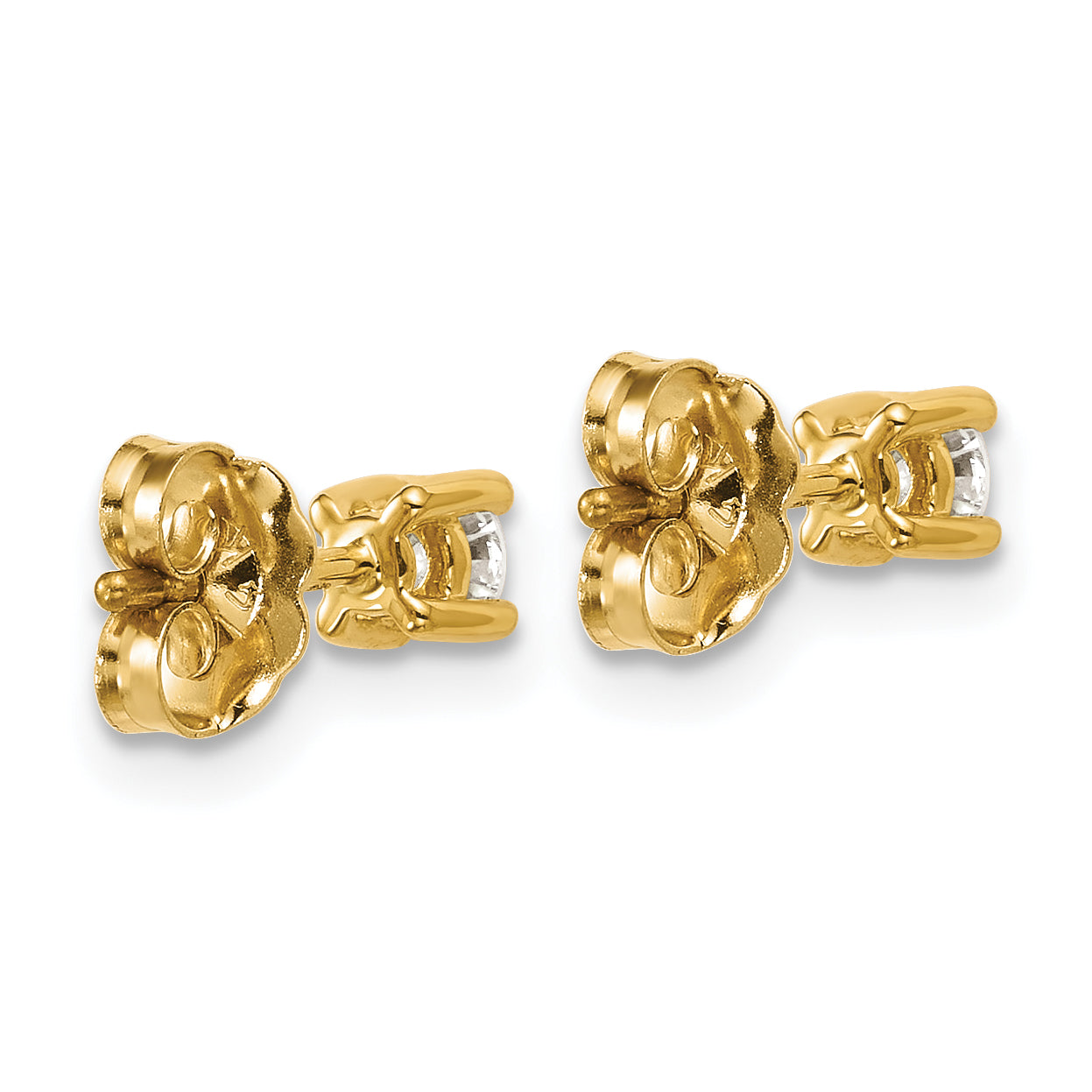 18K Yellow Gold 1/4 ct Certified Lab-Created Diamond VS+ F+, 4-Prong Stud Earrings