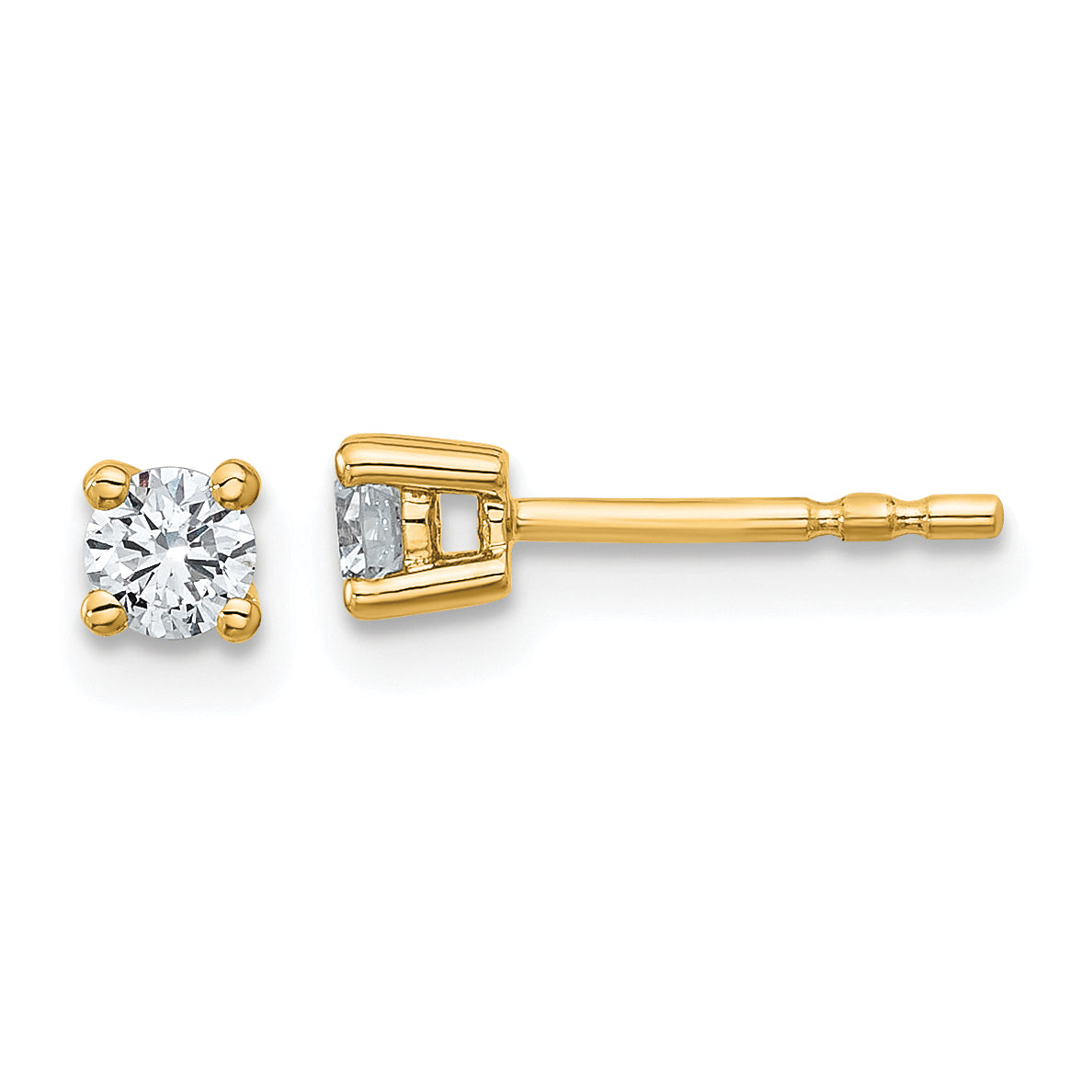18K Yellow Gold 1/4 ct Lab-Created Diamond VS+ F+, 4-Prong Stud Earrings