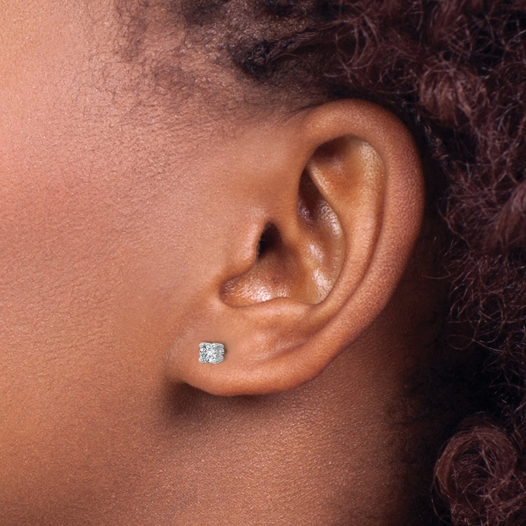 10K White Gold Lab-Created Diamond 4-Prong Stud Earrings
