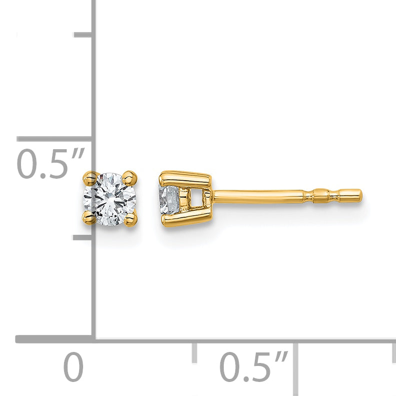 14K Yellow Gold 1/4 ct Lab-Created Diamond VS/SI+ G+, 4-Prong Stud Earrings