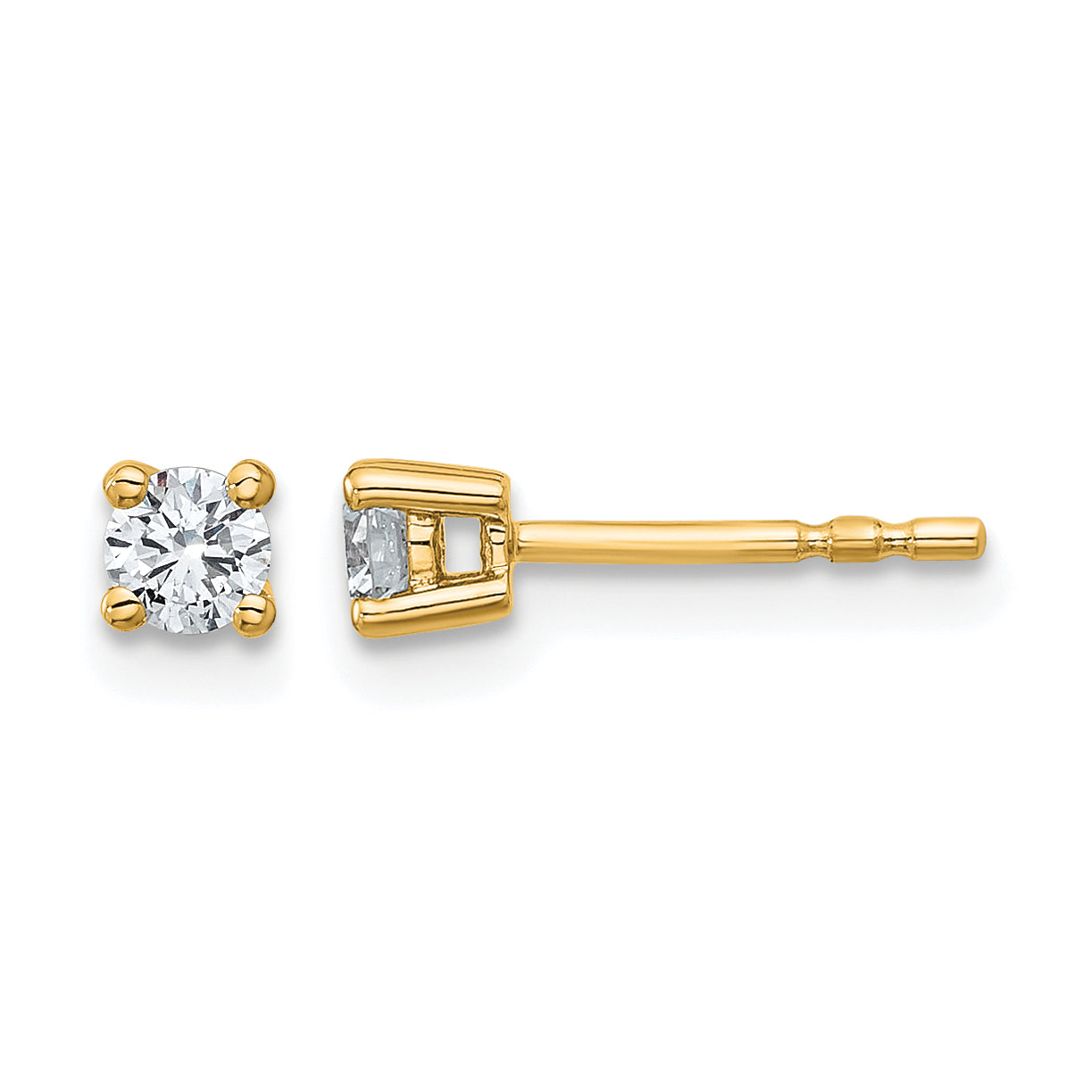 14K Yellow Gold 1/4 ct Certified Lab-Created Diamond VS+ F+, 4-Prong Stud Earrings Main image