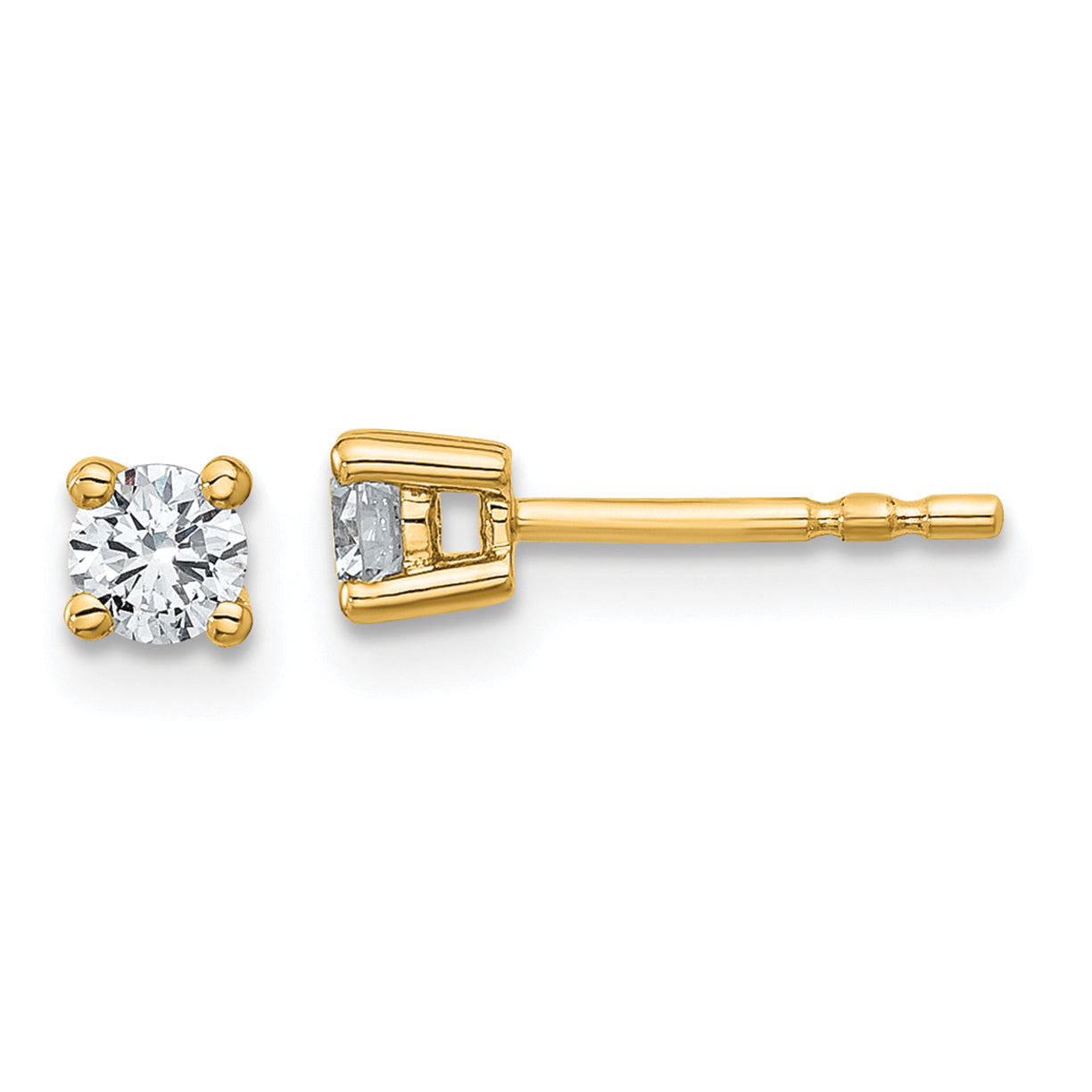 18K Yellow Gold 1/3 ct Lab-Created Diamond VS+ F+, 4-Prong Stud Earrings Main image