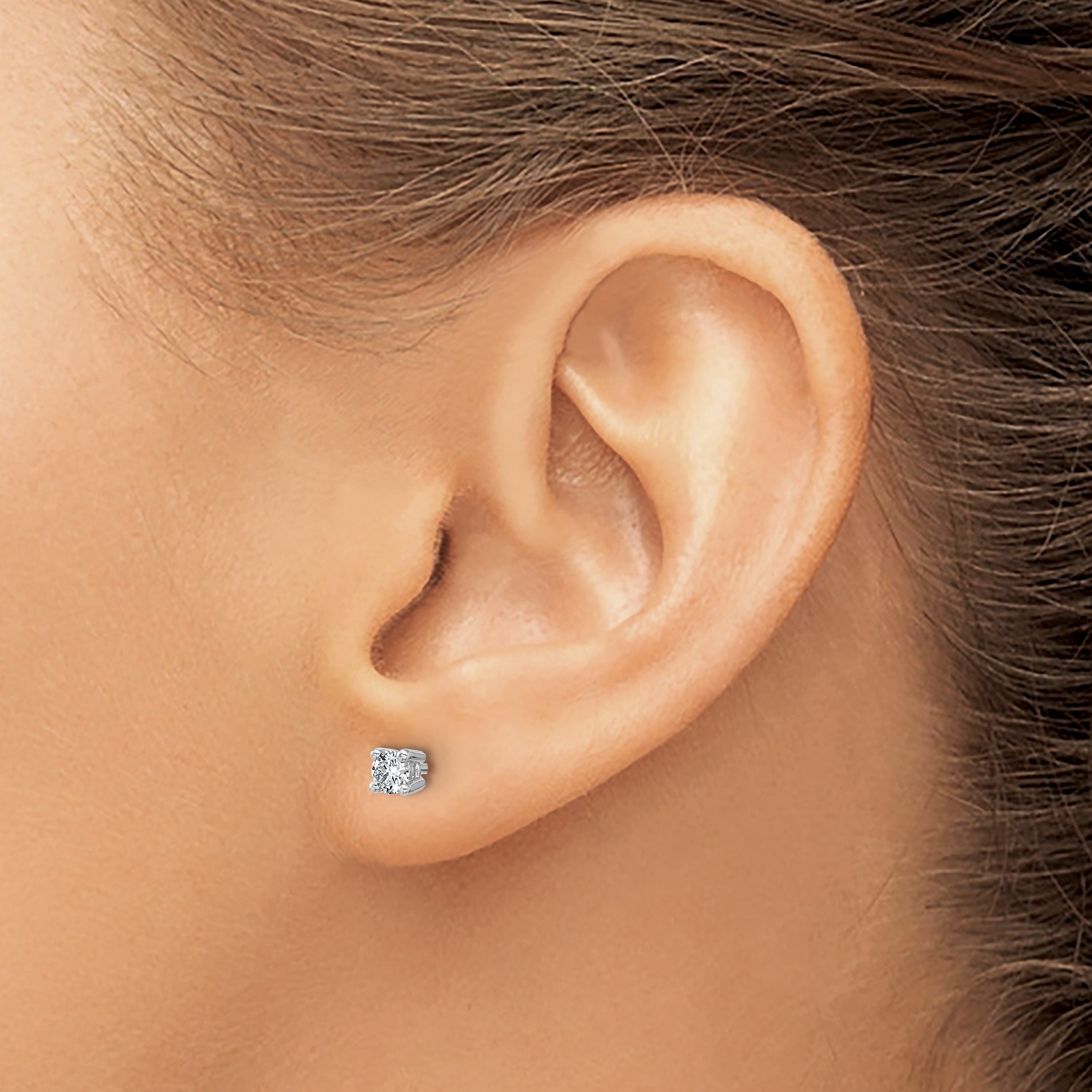 10K White Gold Lab-Created Diamond 4-Prong Stud Earrings