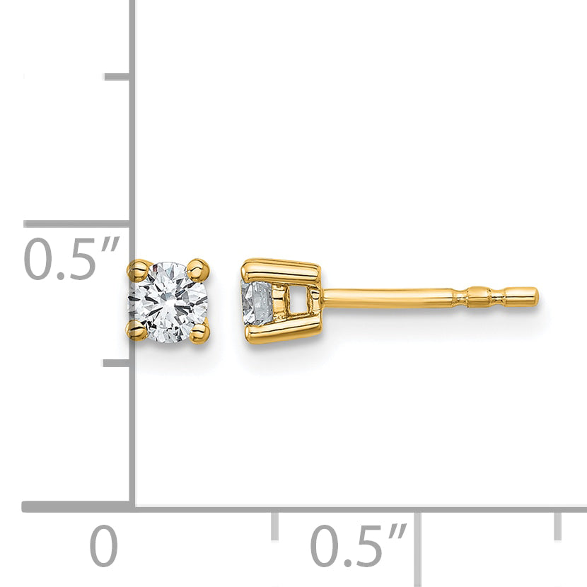 14K Yellow Gold 1/3 ct Certified Lab-Created Diamond VS/SI+ G+, 4-Prong Stud Earrings