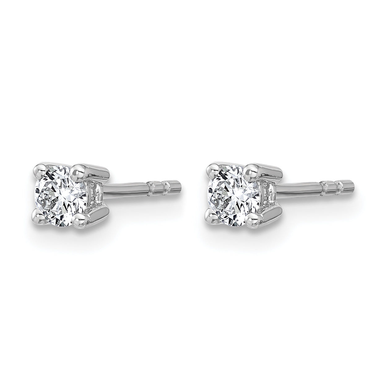 14k White Gold 3/8 ctw Lab Grown Diamond VS+ F+ Round 4 Prong Heavy Wt. Stud Earrings Secondary image