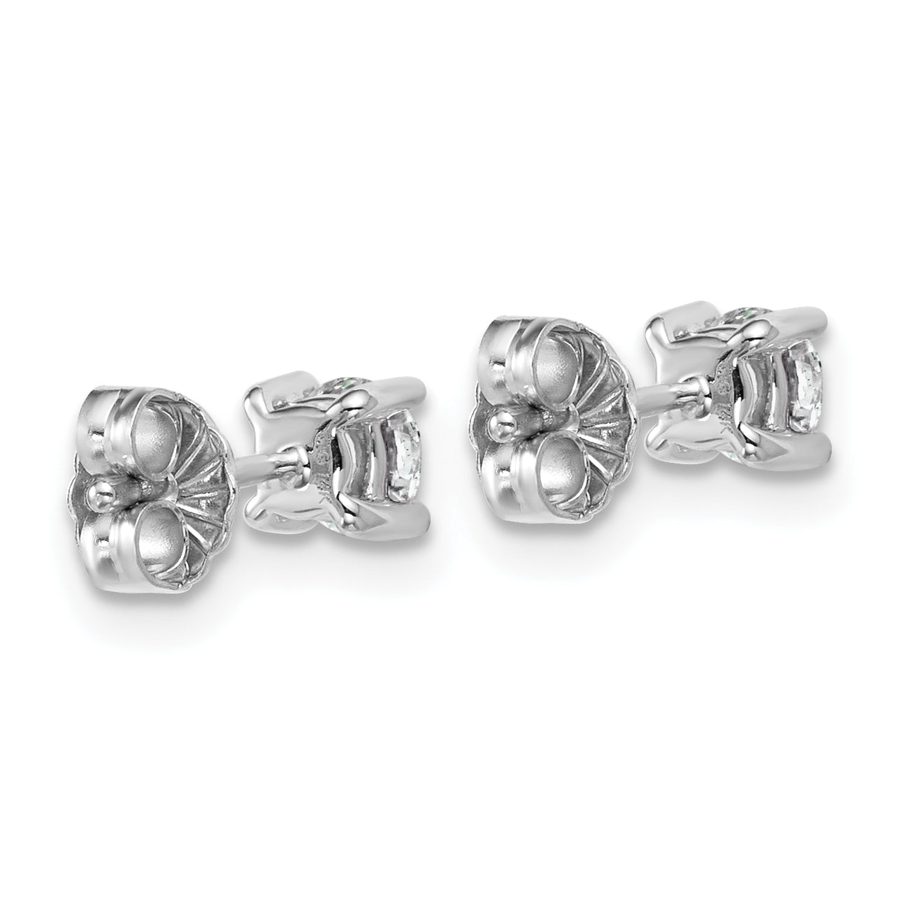 18k White Gold 1/2 carat Certified Lab Grown Diamond VS+ F+ Round Complete Four Prong Stud Earrings
