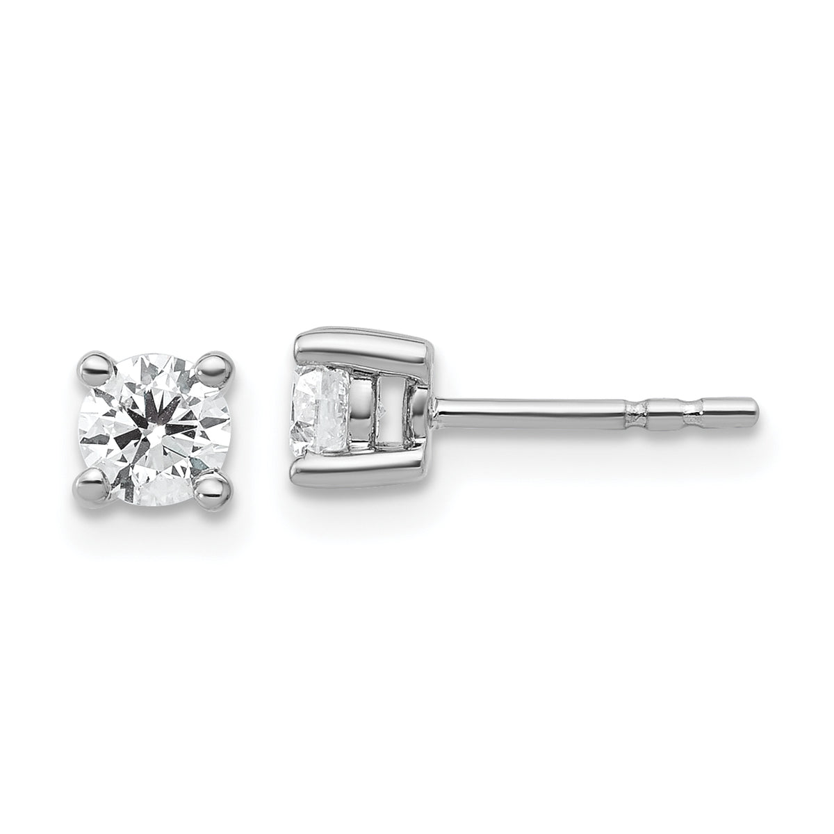 18k White Gold 1/2 carat Certified Lab Grown Diamond VS+ F+ Round Complete Four Prong Stud Earrings