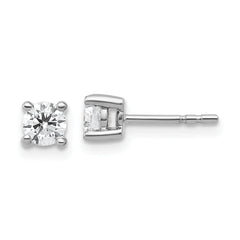 18k White Gold 1/2 carat Certified Lab Grown Diamond VS+ F+ Round Complete Four Prong Stud Earrings